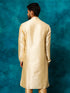 Vastramay Men's Beige Banarasi Jacquard Kurta